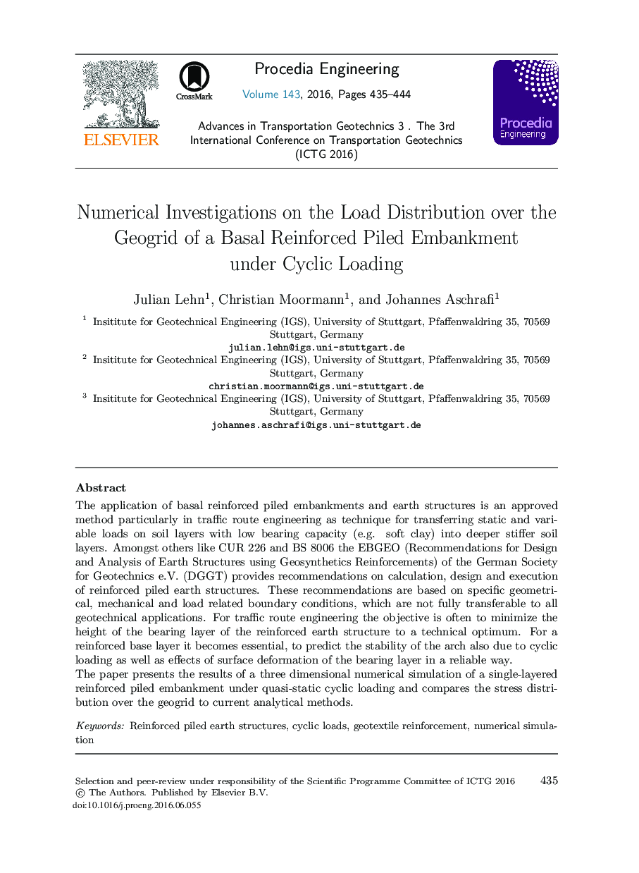 Numerical Investigations on the Load Distribution over the Geogrid of a Basal Reinforced Piled Embankment under Cyclic Loading 