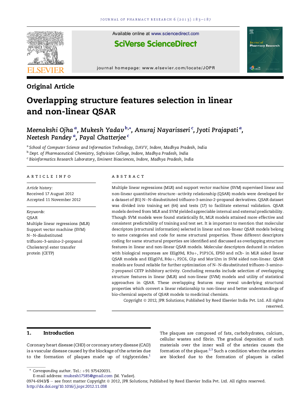 Overlapping structure features selection in linear and non-linear QSAR