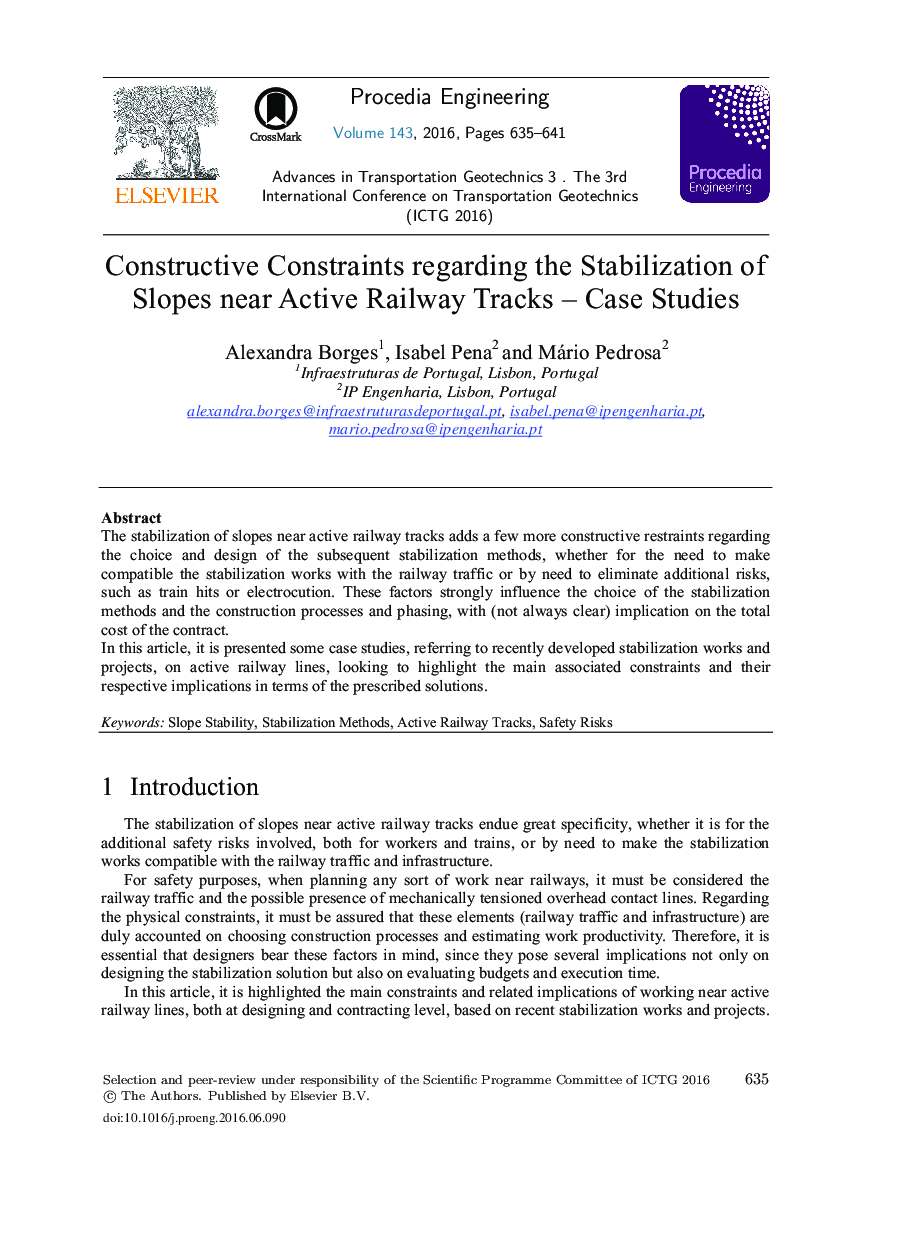 Constructive Constraints Regarding the Stabilization of Slopes Near Active Railway Tracks - Case Studies