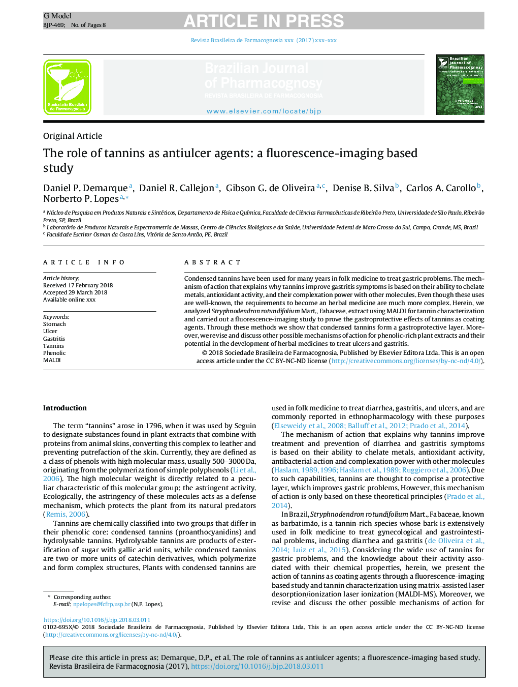 The role of tannins as antiulcer agents: a fluorescence-imaging based study