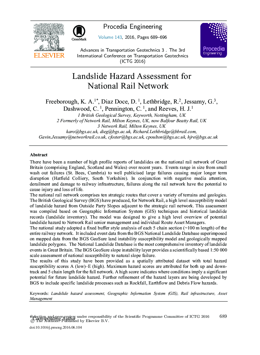 ارزیابی خطرات زمینی لغزش برای شبکه ملی ریلی 