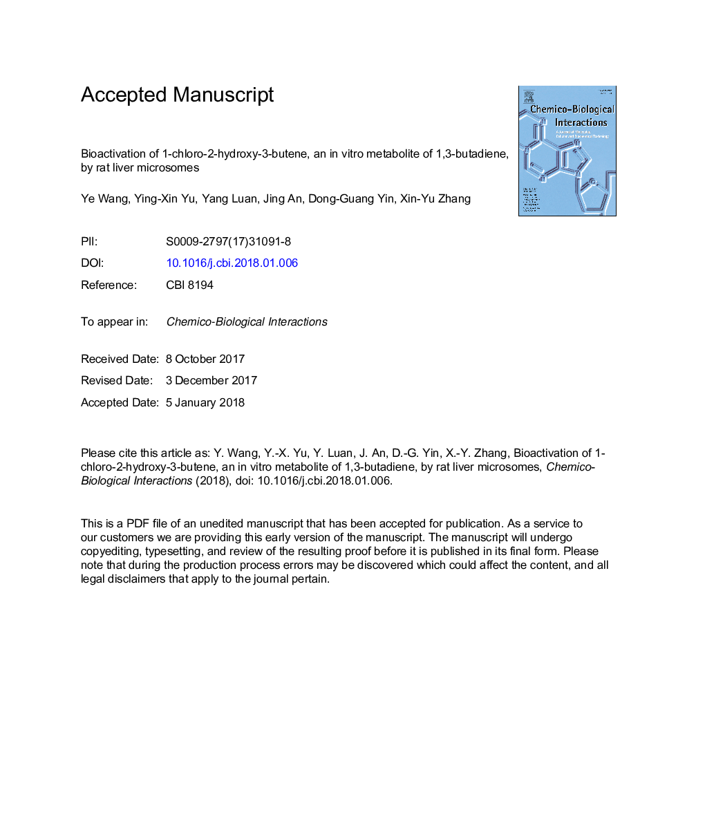 Bioactivation of 1-chloro-2-hydroxy-3-butene, an in vitro metabolite of 1,3-butadiene, by rat liver microsomes