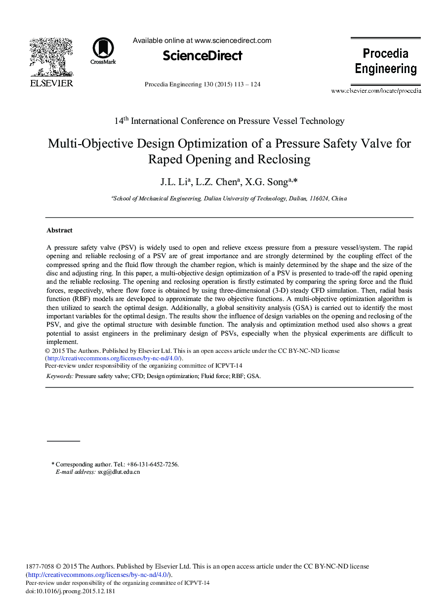Multi-objective Design Optimization of a Pressure Safety Valve for Raped Opening and Reclosing 