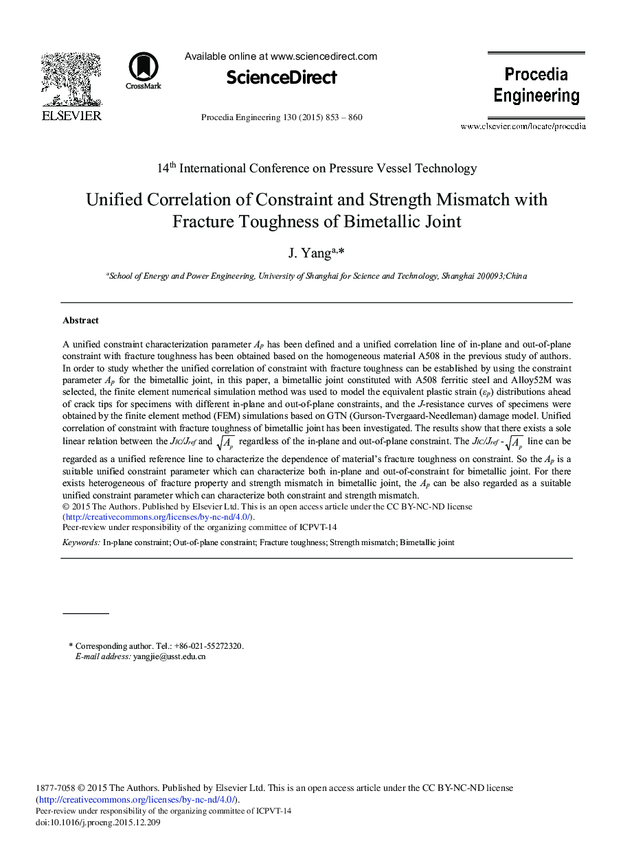 Unified Correlation of Constraint and Strength Mismatch with Fracture Toughness of Bimetallic Joint 