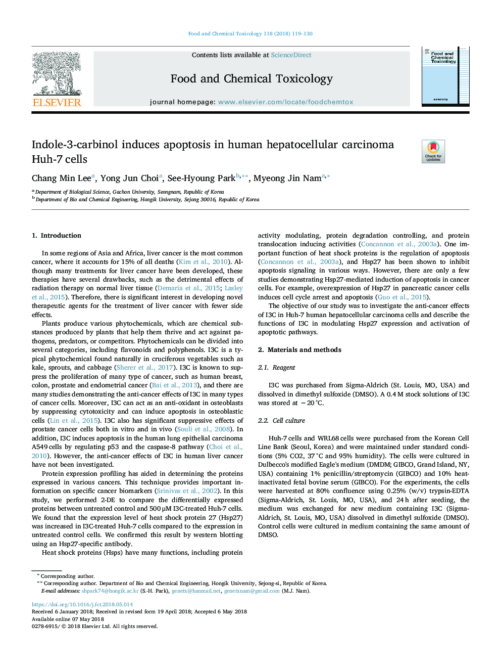 Indole-3-carbinol induces apoptosis in human hepatocellular carcinoma Huh-7â¯cells
