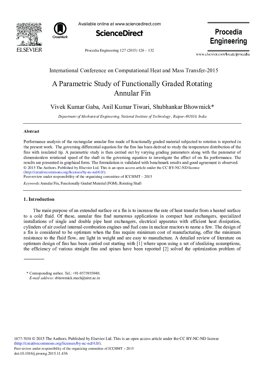 A Parametric Study of Functionally Graded Rotating Annular Fin 