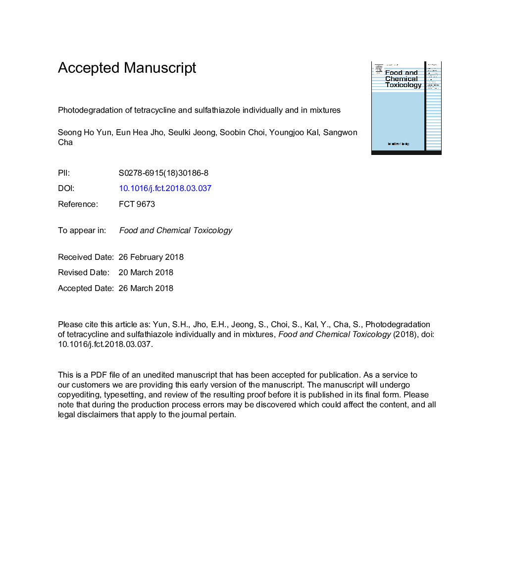 تشخیص فوتوتراستیکلین و سولفاتیزول به صورت جداگانه و در مخلوط 