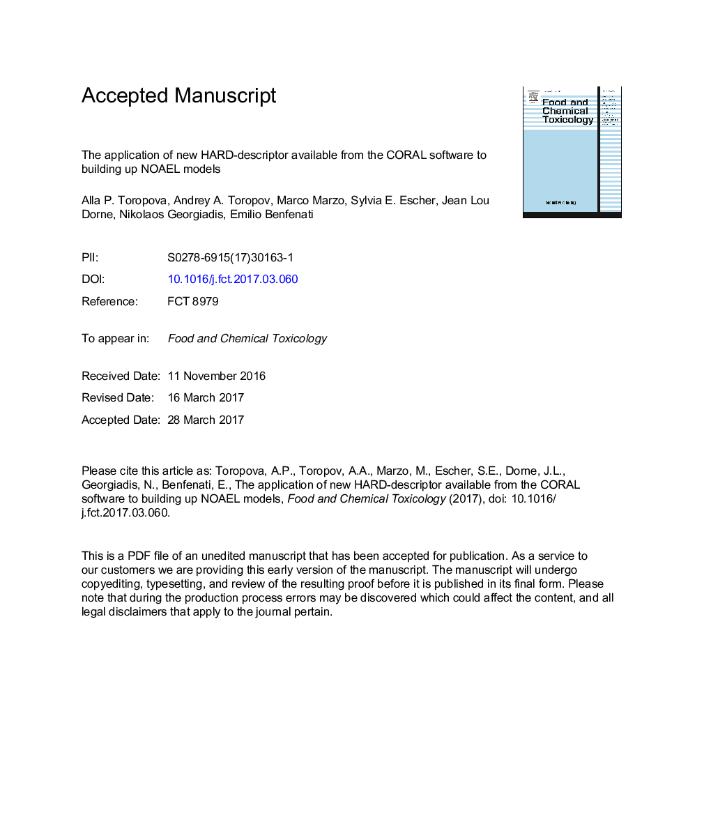 The application of new HARD-descriptor available from the CORAL software to building up NOAEL models