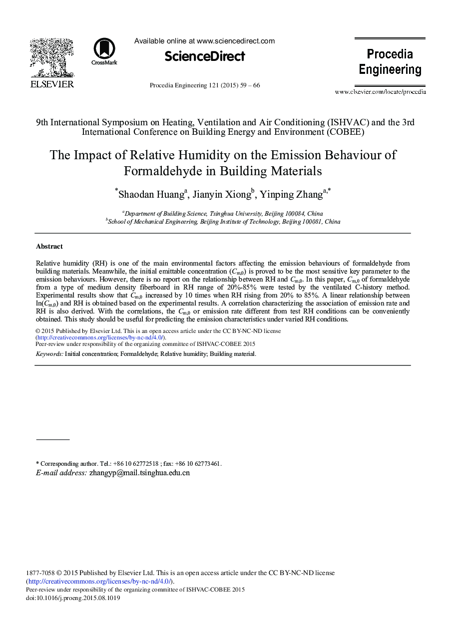 The Impact of Relative Humidity on the Emission Behaviour of Formaldehyde in Building Materials 