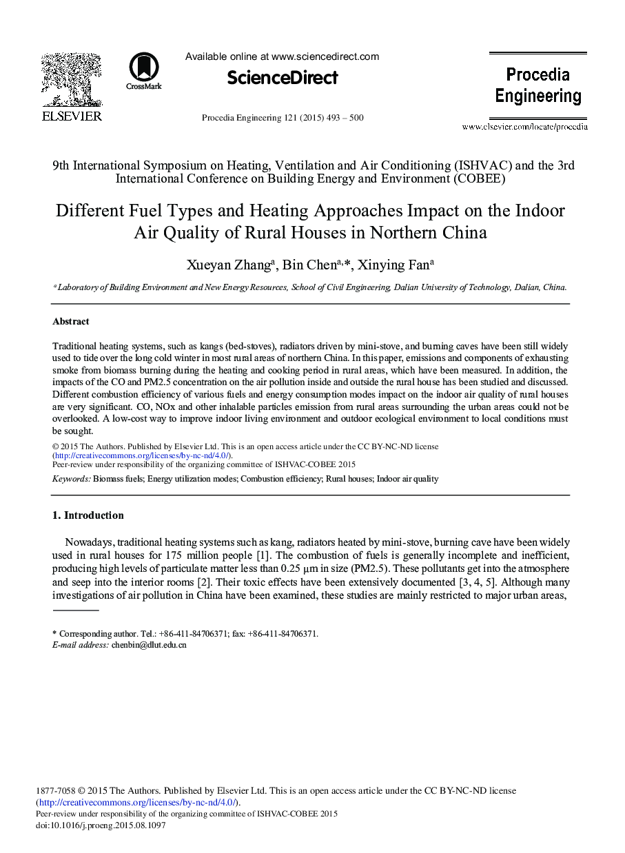 Different Fuel Types and Heating Approaches Impact on the Indoor Air Quality of Rural Houses in Northern China 