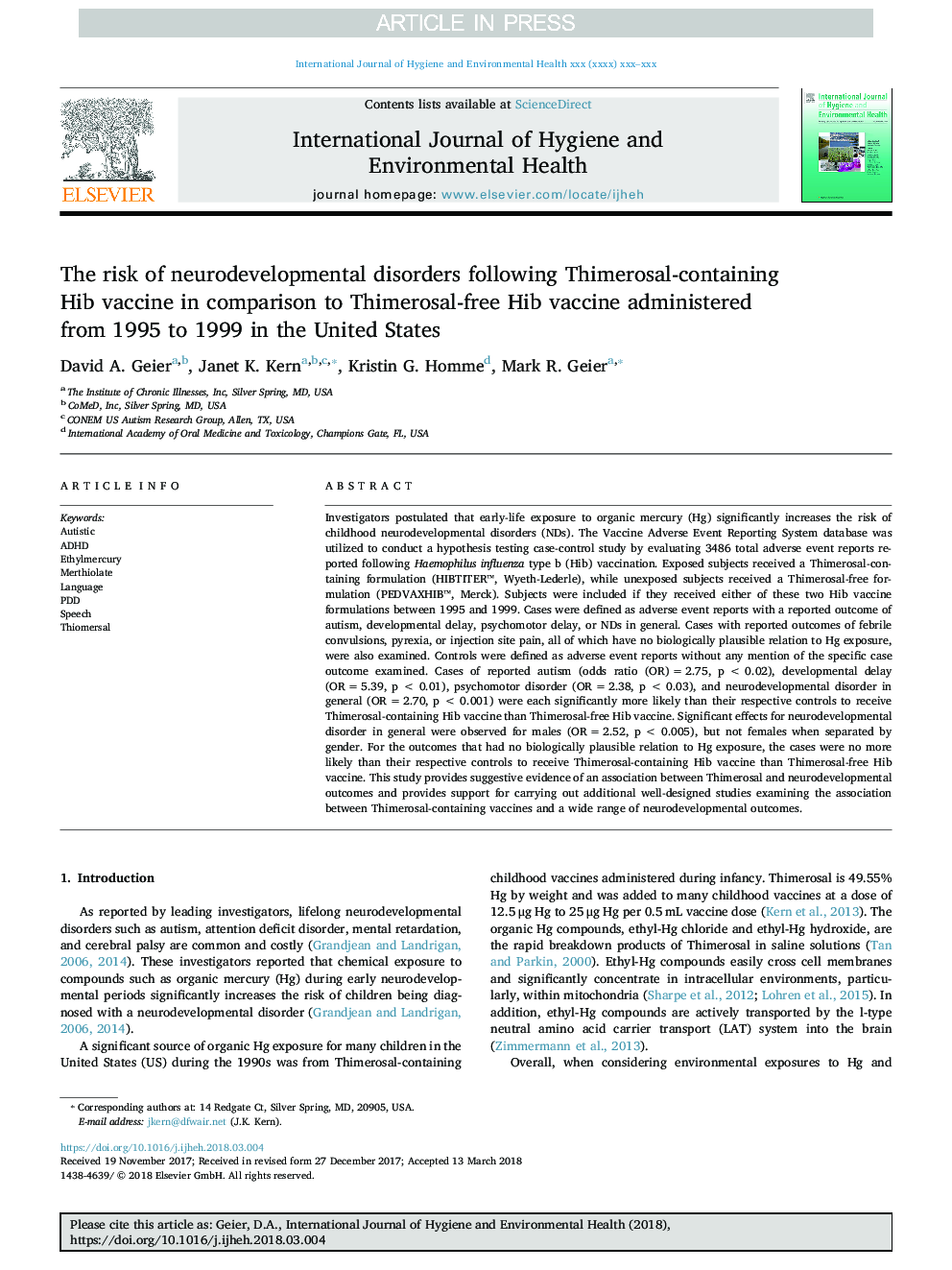 The risk of neurodevelopmental disorders following Thimerosal-containing Hib vaccine in comparison to Thimerosal-free Hib vaccine administered from 1995 to 1999 in the United States