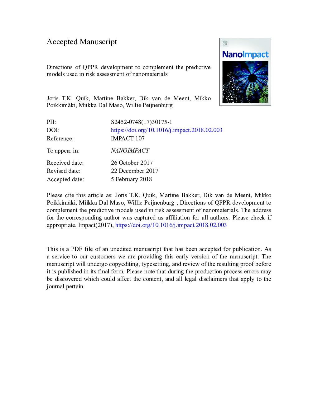 Directions in QPPR development to complement the predictive models used in risk assessment of nanomaterials