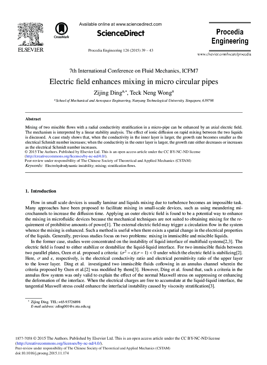 Electric Field Enhances Mixing in Micro Circular Pipes 