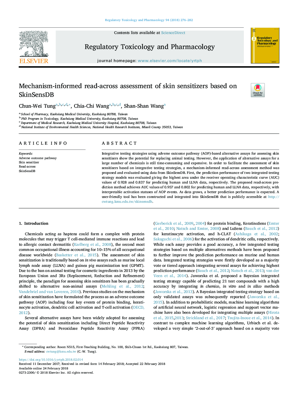 Mechanism-informed read-across assessment of skin sensitizers based on SkinSensDB