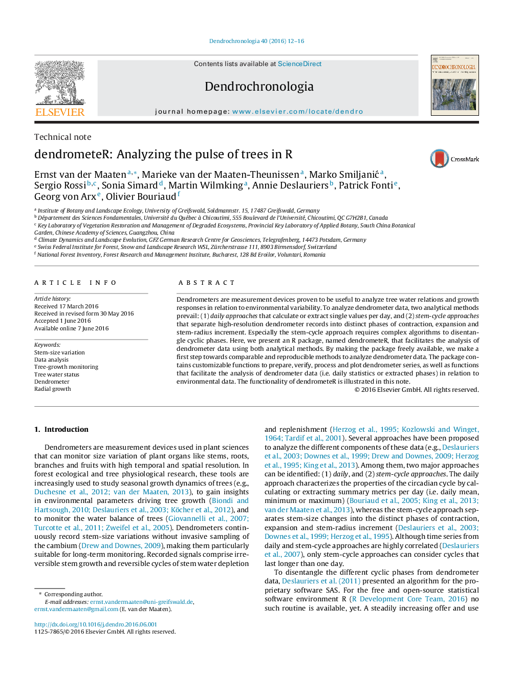 dendrometeR: Analyzing the pulse of trees in R