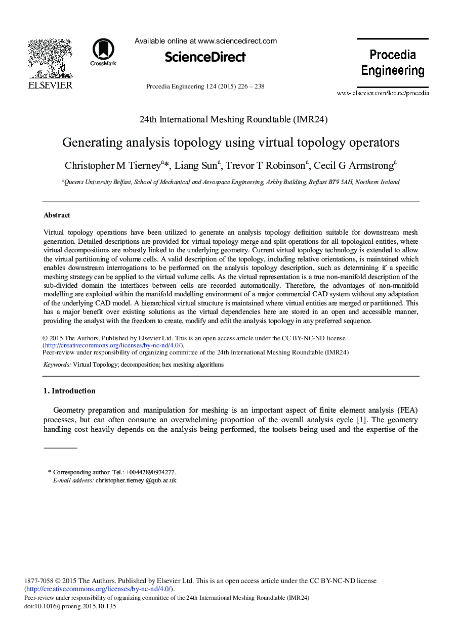 Generating Analysis Topology using Virtual Topology Operators 
