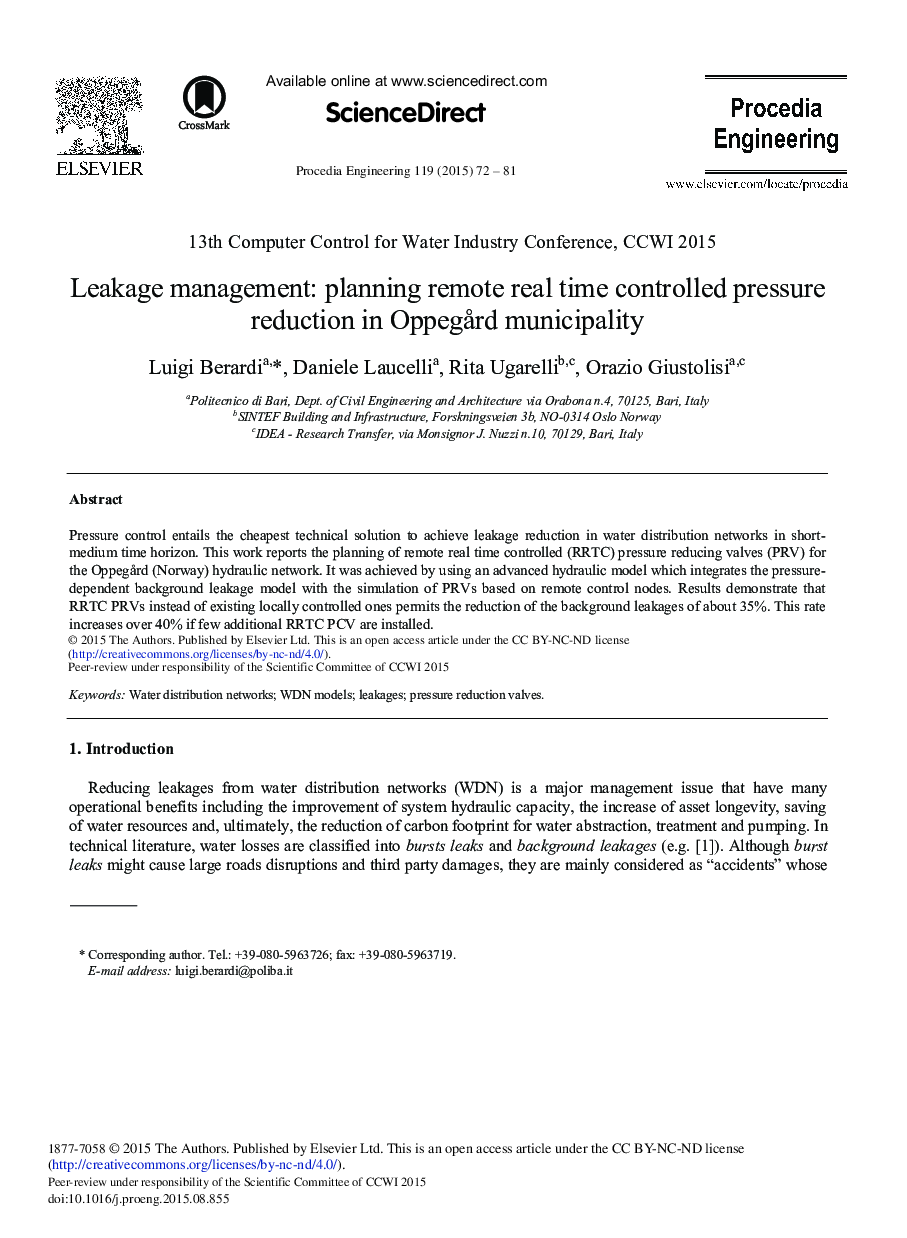 Leakage Management: Planning Remote Real Time Controlled Pressure Reduction in Oppegård Municipality 