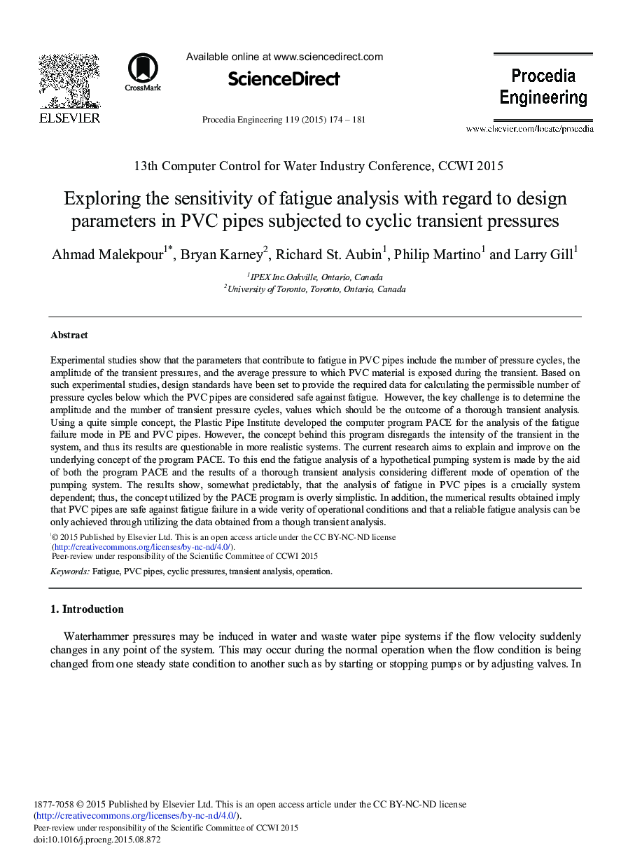 Exploring the Sensitivity of Fatigue Analysis with Regard to Design Parameters in PVC Pipes Subjected to Cyclic Transient Pressures 