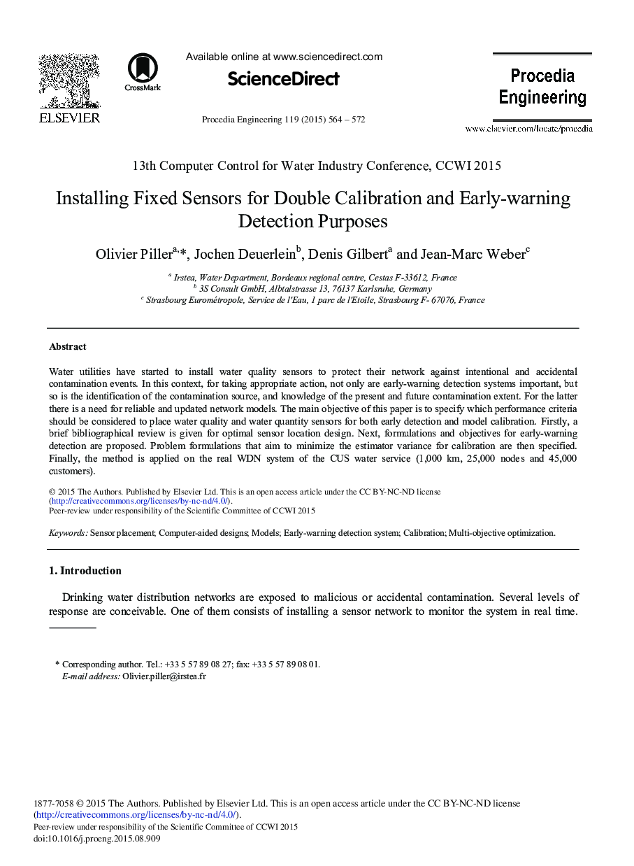 Installing Fixed Sensors for Double Calibration and Early-warning Detection Purposes 