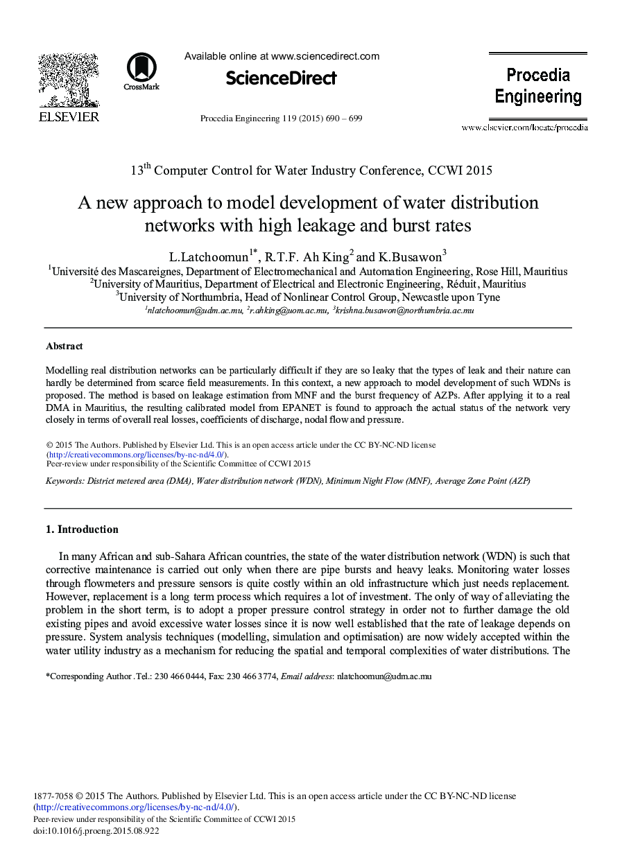 A new approach to model development of water distribution networks with high leakage and burst rates 