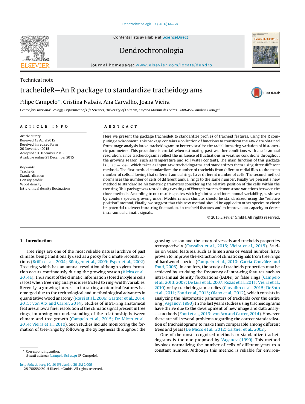 tracheideR—An R package to standardize tracheidograms