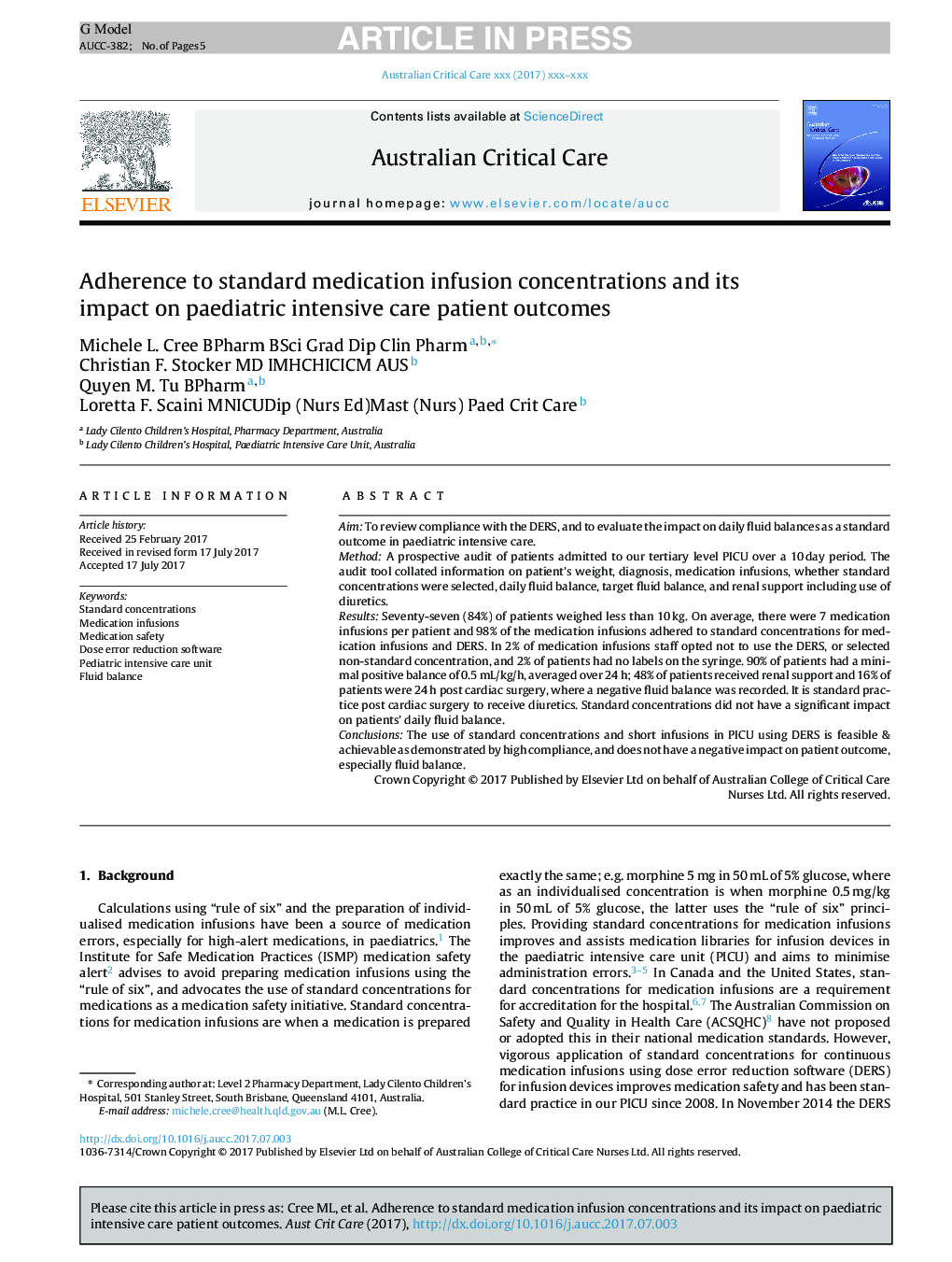 Adherence to standard medication infusion concentrations and its impact on paediatric intensive care patient outcomes