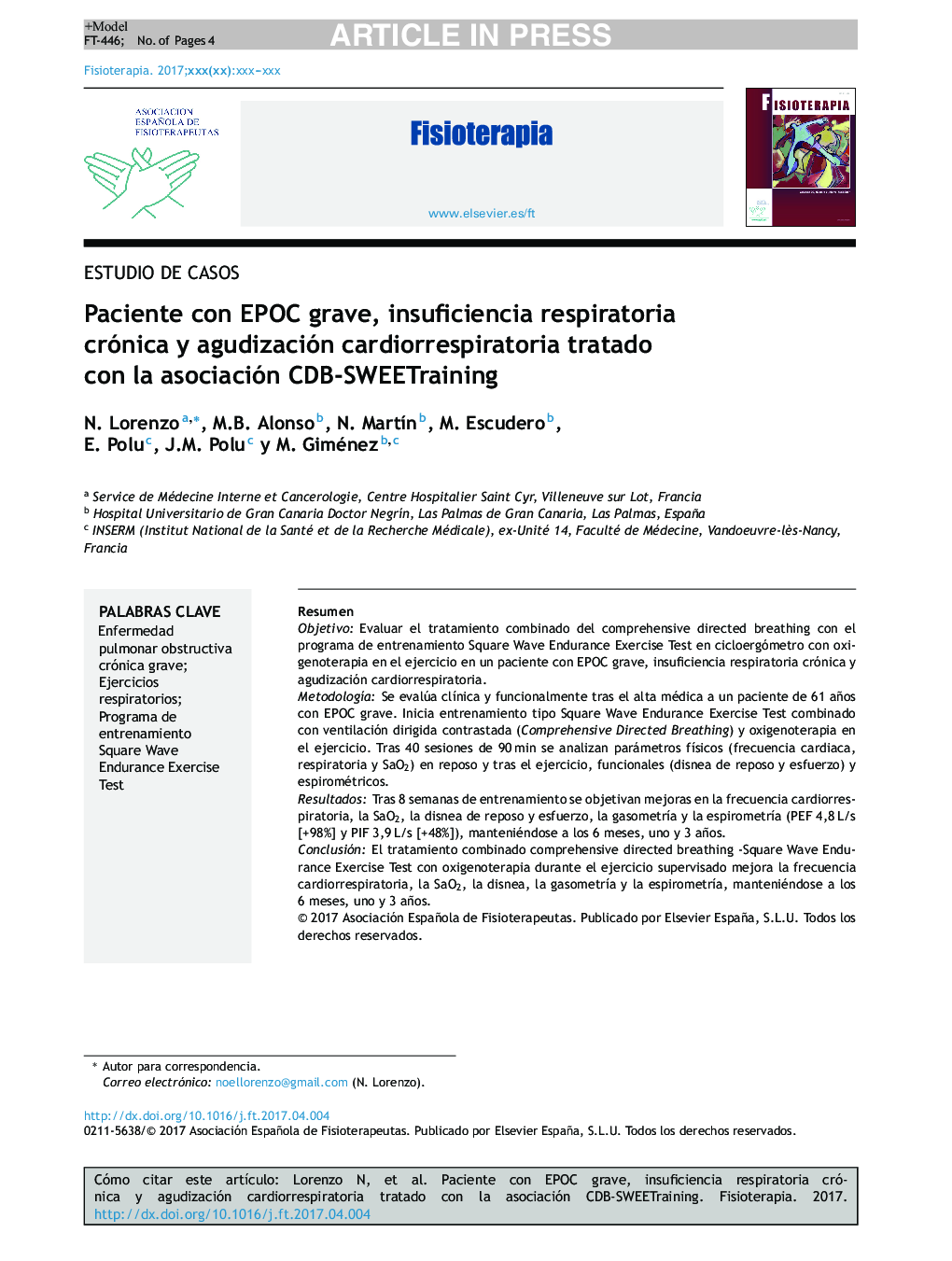 Paciente con EPOC grave, insuficiencia respiratoria crónica y agudización cardiorrespiratoria tratado con la asociación CDB-SWEETraining