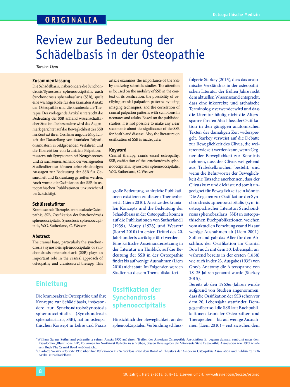 Review zur Bedeutung der Schädelbasis in der Osteopathie