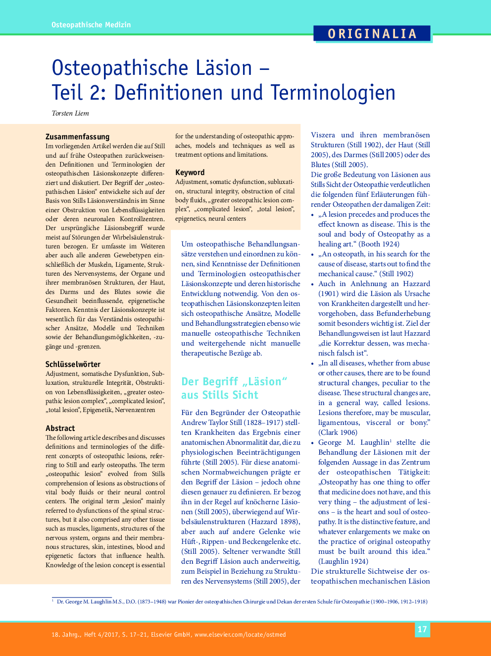 Osteopathische Läsion - Teil 2: Definitionen und Terminologien