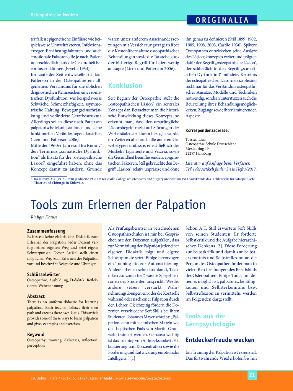 Tools zum Erlernen der Palpation