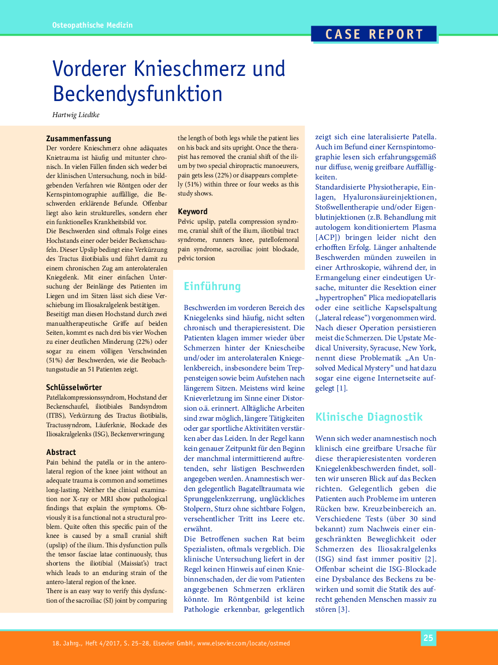 Vorderer Knieschmerz und Beckendysfunktion