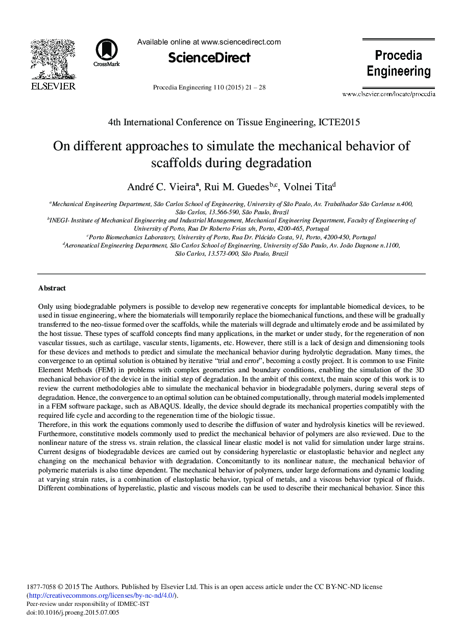 On Different Approaches to Simulate the Mechanical Behavior of Scaffolds during Degradation 