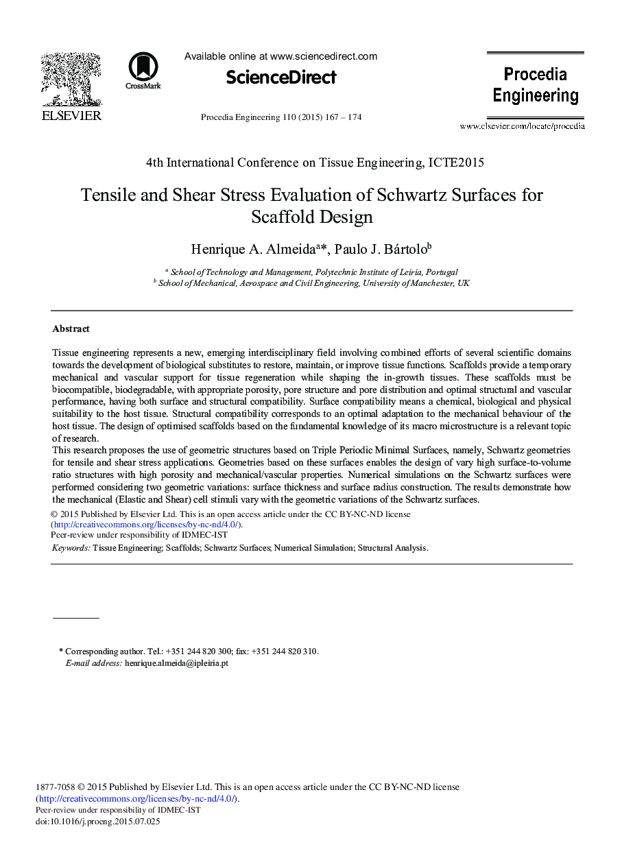 Tensile and Shear Stress Evaluation of Schwartz Surfaces for Scaffold Design 