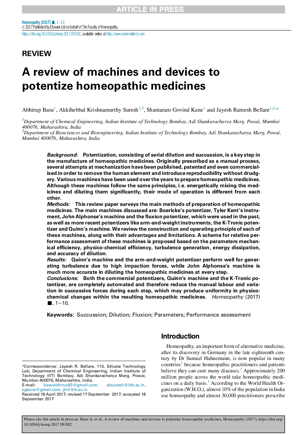 A review of machines and devices to potentize homeopathic medicines