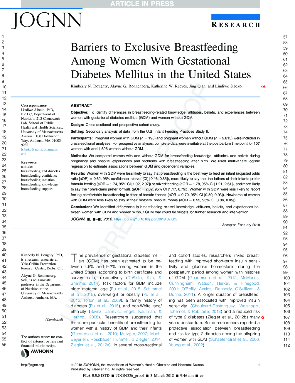 Barriers to Exclusive Breastfeeding Among Women With Gestational Diabetes Mellitus in the United States