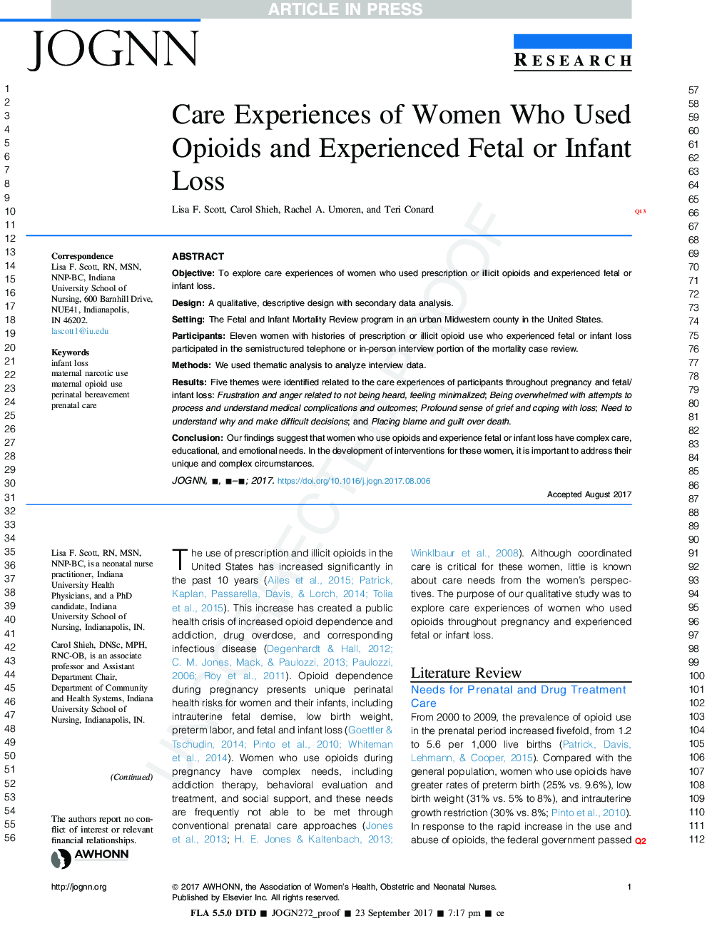 Care Experiences of Women Who Used Opioids and Experienced Fetal or Infant Loss