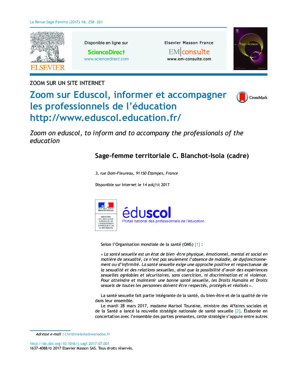 Zoom sur Eduscol, informer et accompagner les professionnels de l'éducation http://www.eduscol.education.fr/