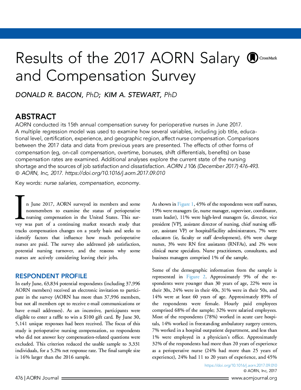 Results of the 2017 AORN Salary and Compensation Survey