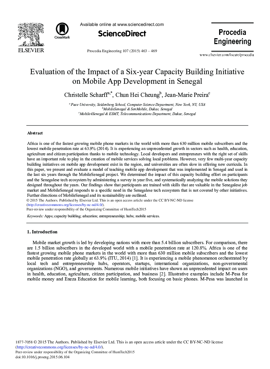 Evaluation of the Impact of a Six-year Capacity Building Initiative on Mobile App Development in Senegal 