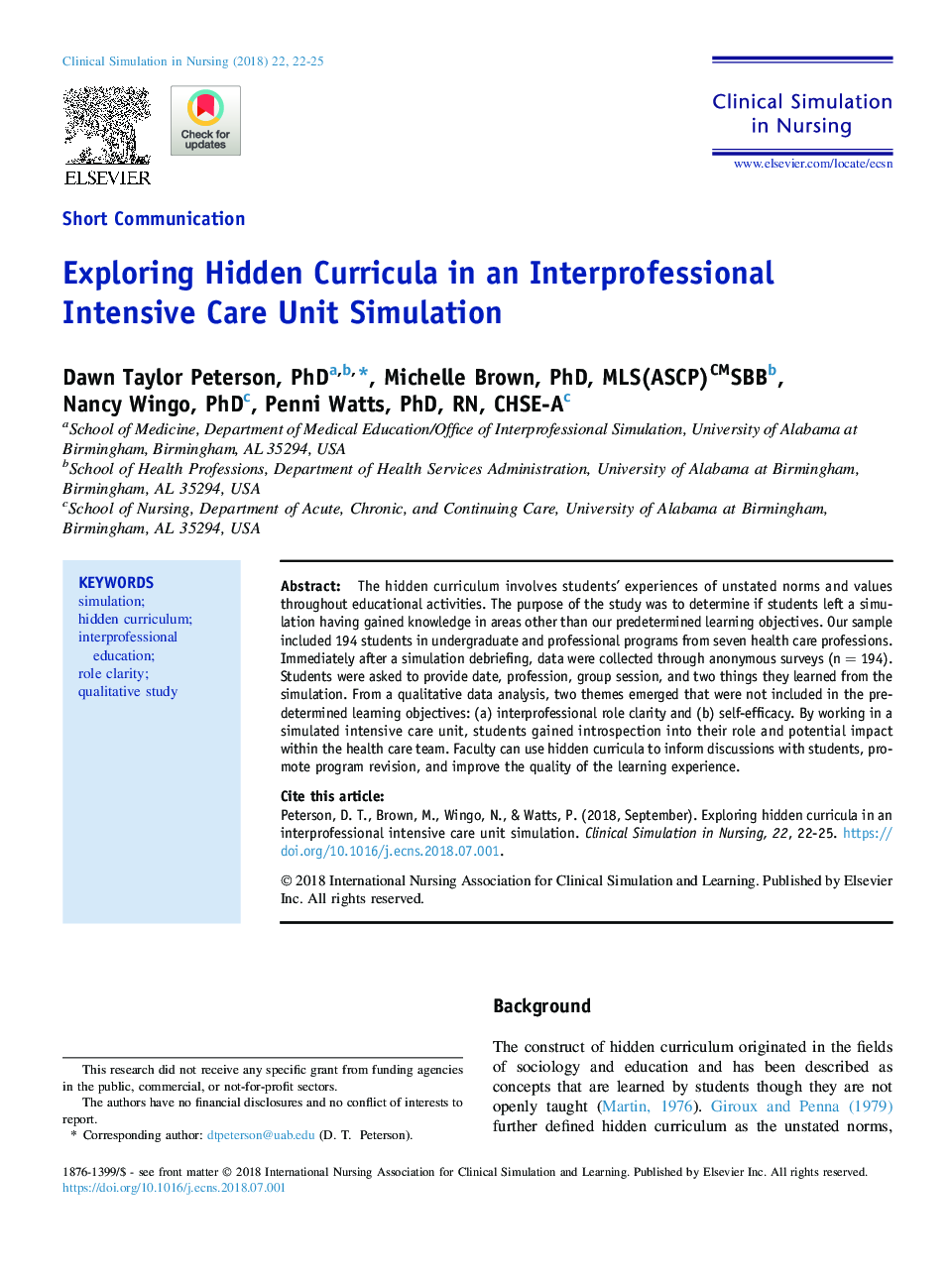 Exploring Hidden Curricula in an Interprofessional Intensive Care Unit Simulation