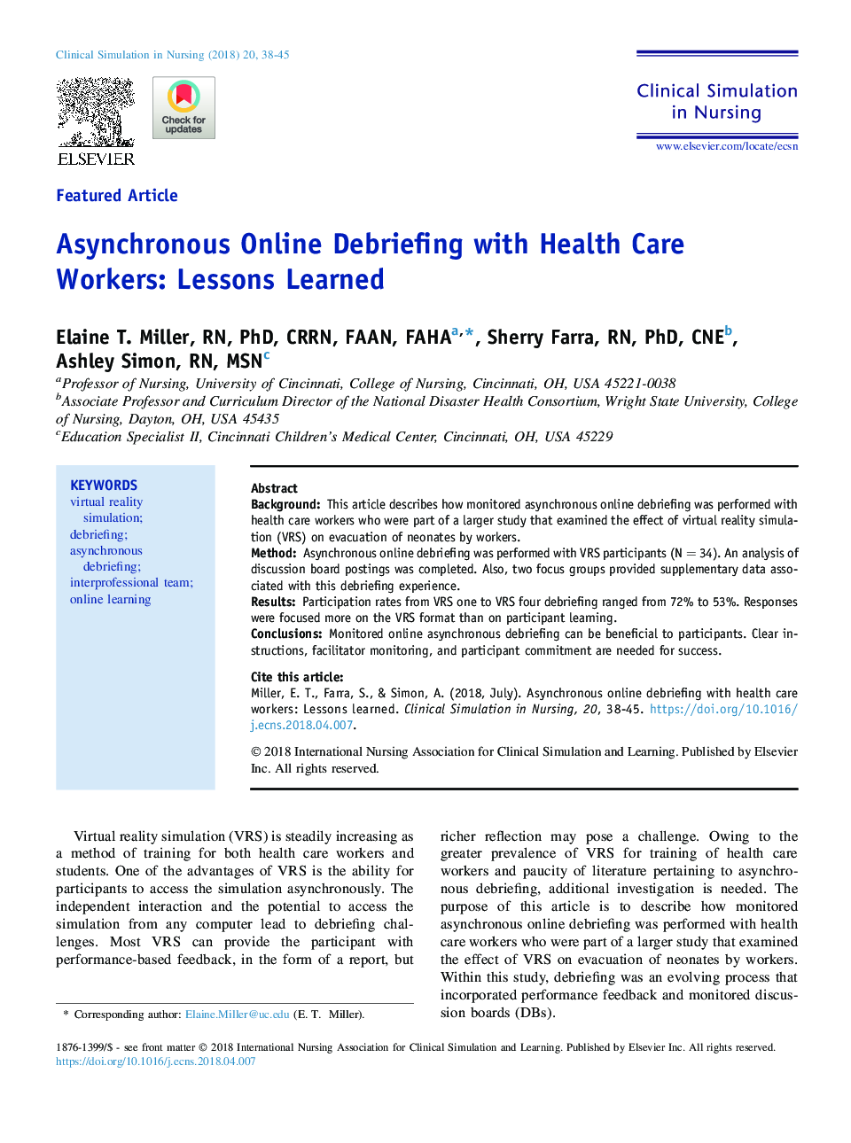 Asynchronous Online Debriefing with Health Care Workers: Lessons Learned