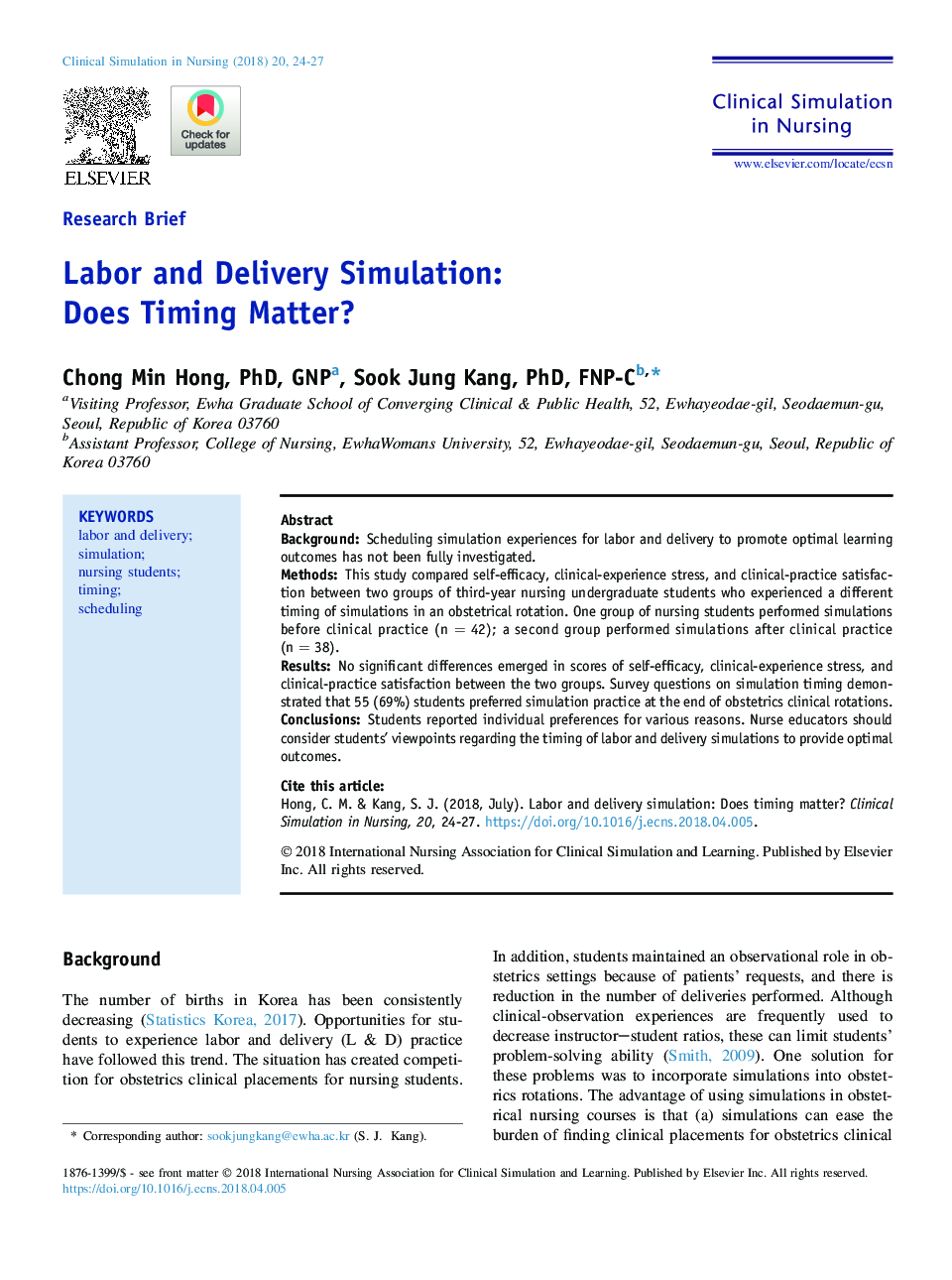 Labor and Delivery Simulation: Does Timing Matter?