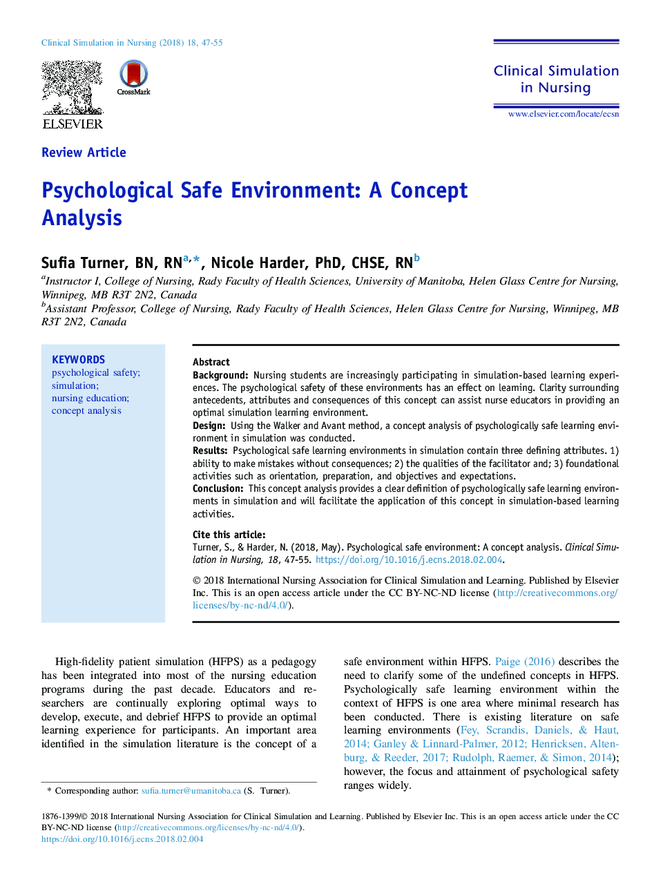 Psychological Safe Environment: A Concept Analysis