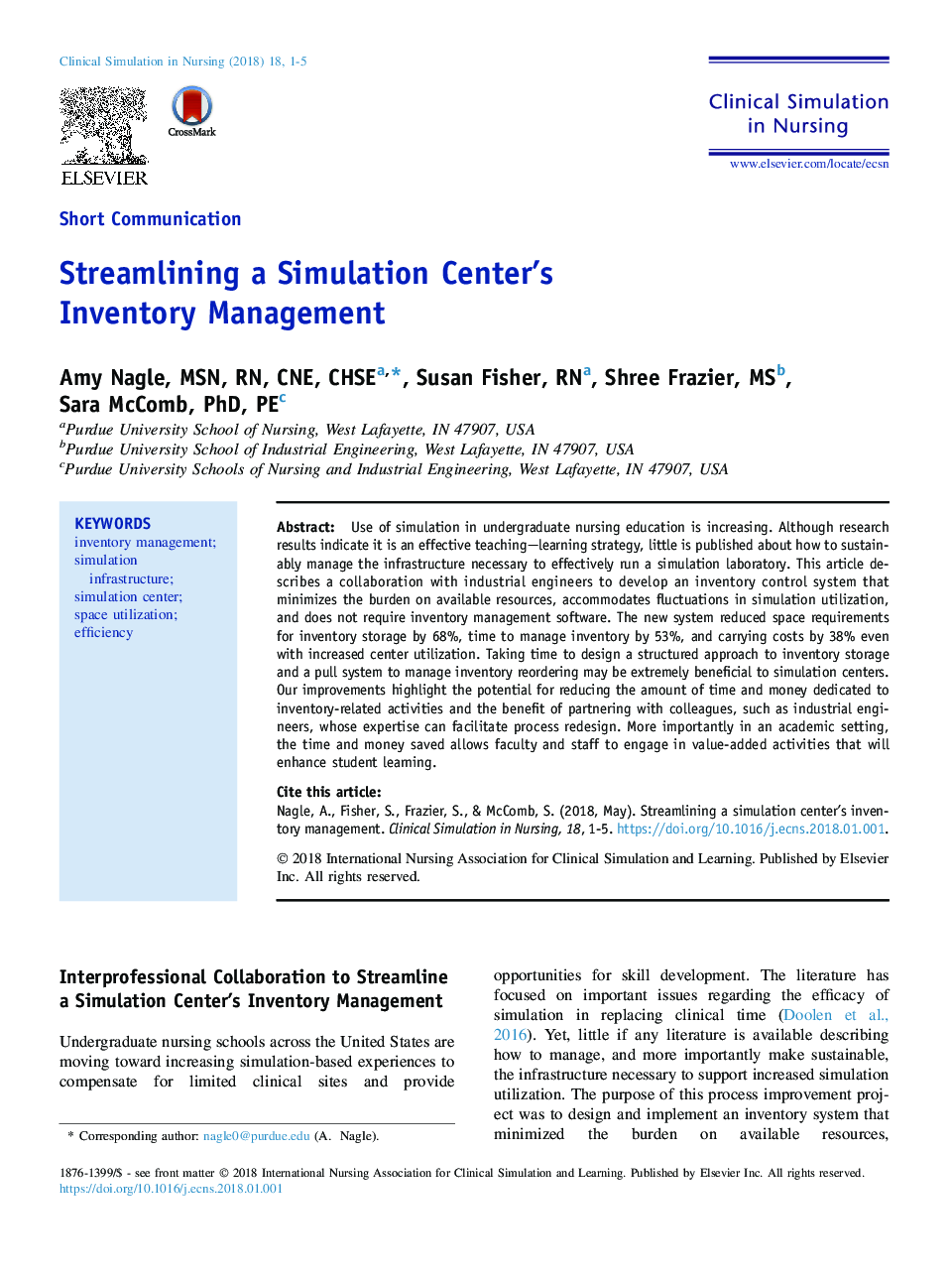 Streamlining a Simulation Center's Inventory Management