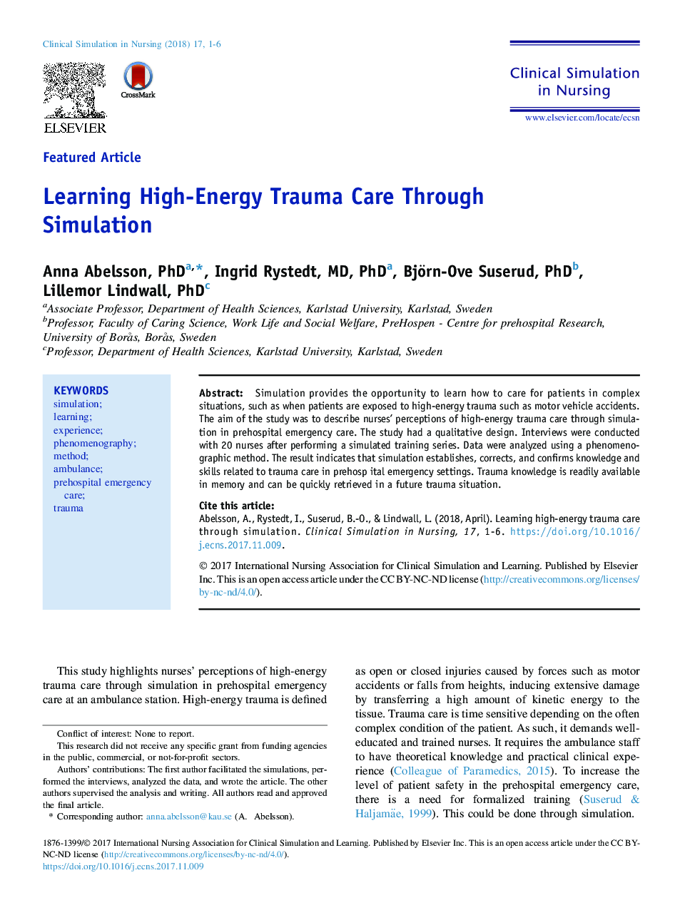 Learning High-Energy Trauma Care Through Simulation