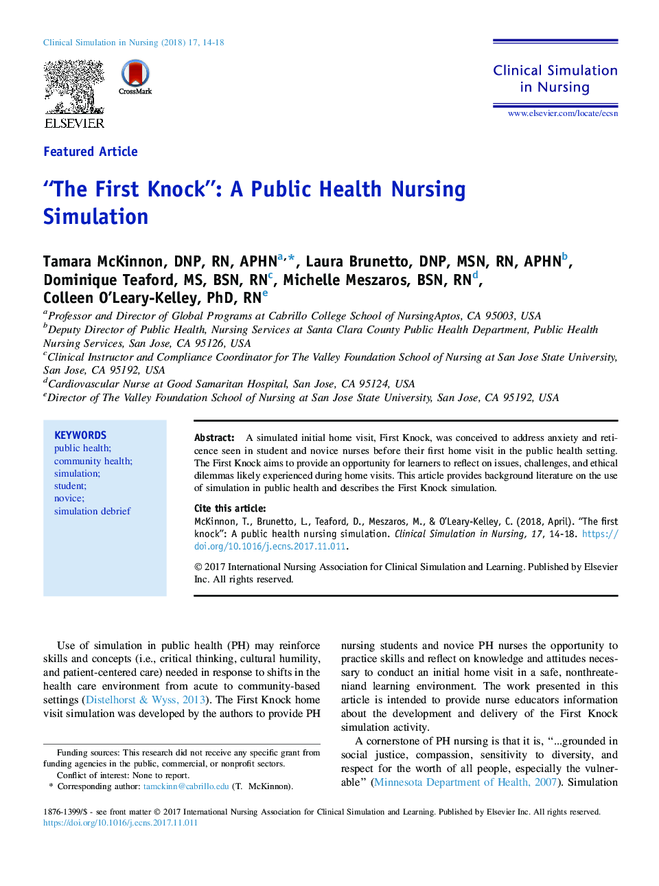 “The First Knock”: A Public Health Nursing Simulation