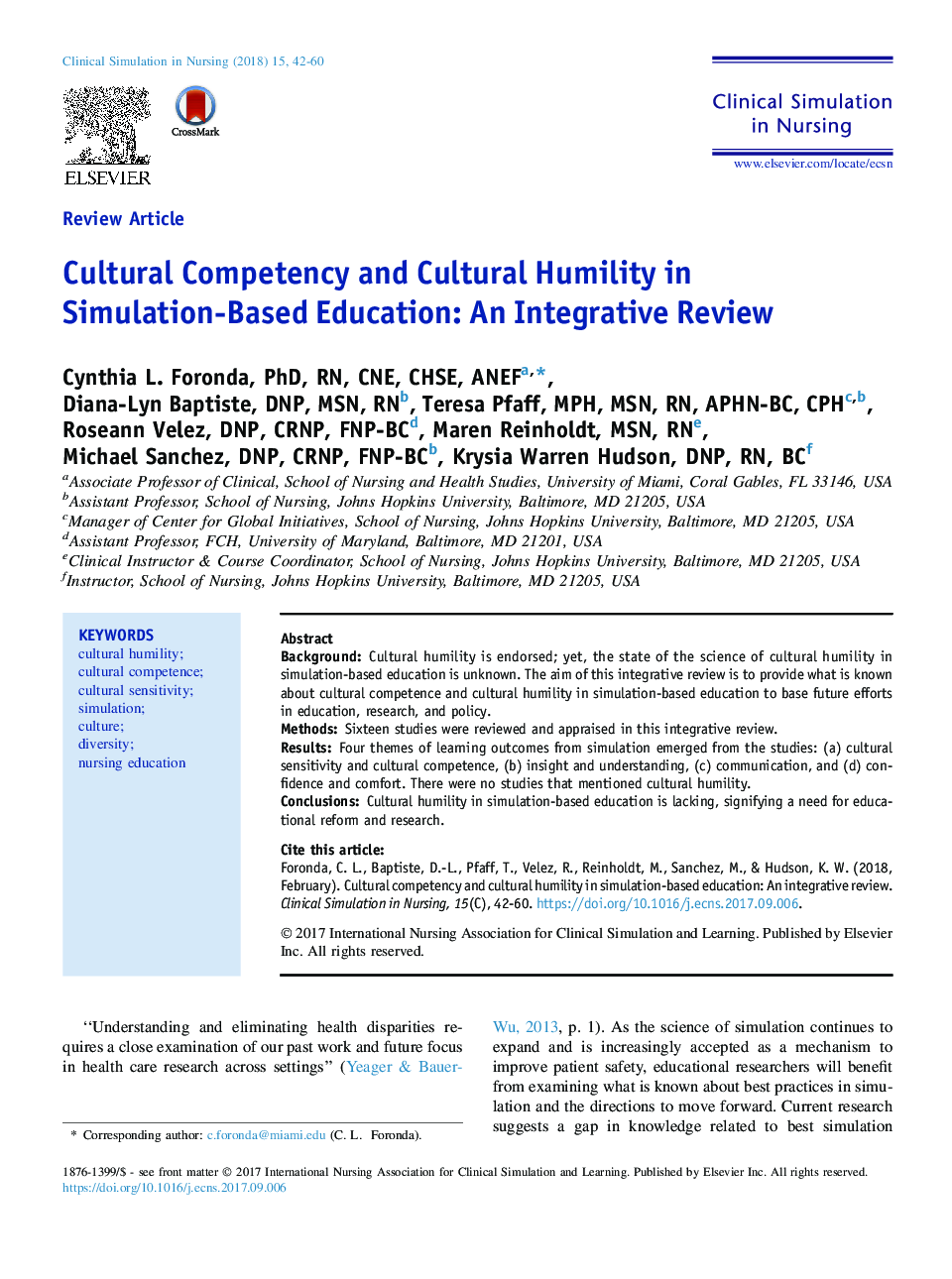 Cultural Competency and Cultural Humility in Simulation-Based Education: An Integrative Review