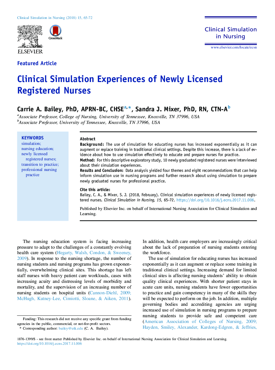 Clinical Simulation Experiences of Newly Licensed Registered Nurses