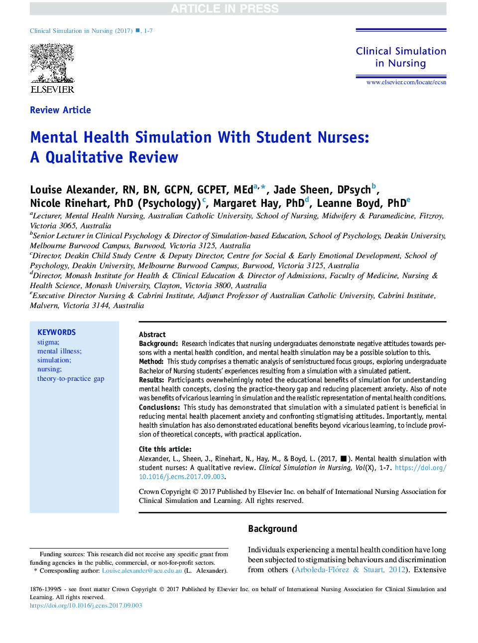 Mental Health Simulation With Student Nurses: AÂ Qualitative Review