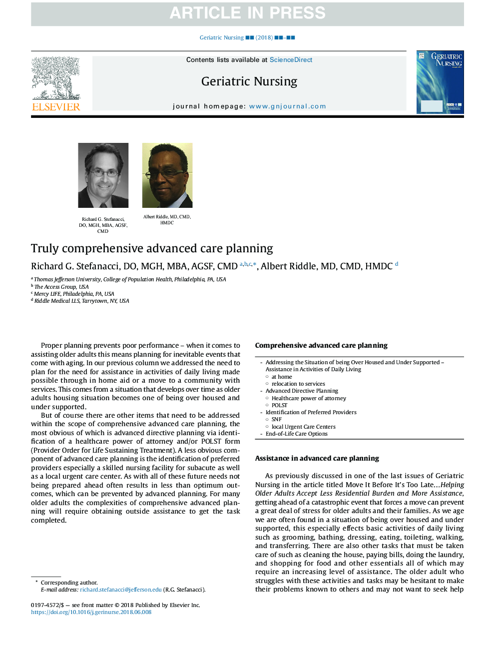 Truly comprehensive advanced care planning